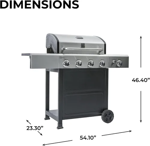 Miniatura 3 de Kenmore Parrilla de gas de 4 quemadores con quemador lateral, parrilla de barbacoa al aire libre, parrilla de gas propano, rejillas de cocción
