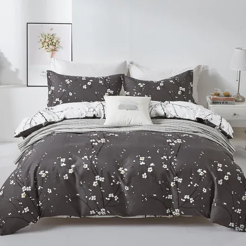 Miniatura 10 de WONGS BEDDING Juego de funda de edredón floral rosa tamaño individual, juego de ropa de cama reversible con 1 funda de almohada, juego de funda