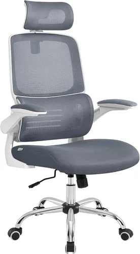 Miniatura 9 de VASAGLE Silla de oficina ergonómica de malla con soporte lumbar ajustable y reposacabezas, función de inclinación de 90-105°, asiento ancho, Negro
