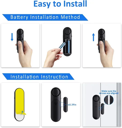 Miniatura 6 de Paquete de 5 alarmas de ventana para seguridad del hogar, 120 dB, sensor abierto de puerta y ventana para seguridad de los niños, seguridad