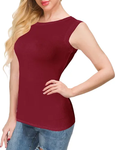 Miniatura 4 de Afibi Camisetas sin mangas para mujer, de verano, básicas, de punto delgado, acanaladas, con espalda cruzada