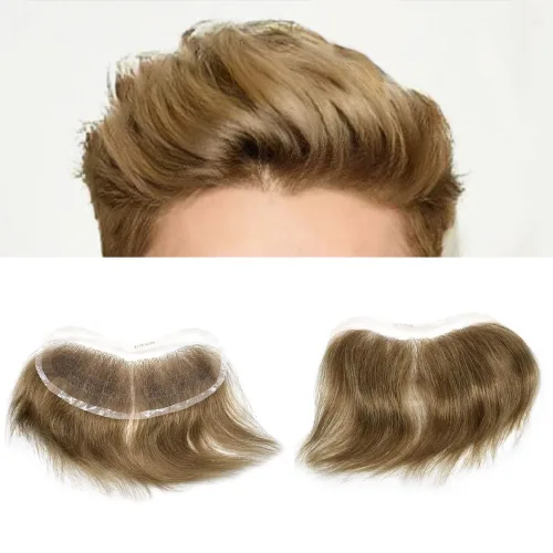 Miniatura 8 de Pieza frontal de cabello para hombres, extensión de cabello humano virgen de repuesto de línea capilar natural, extensión de cabello frontal