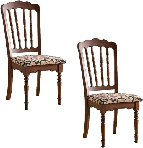 Miniatura 15 de Wooden Dining Chairs Set of 4 Upholstered Kitchen Chair with Slatted Backrest, Classic Armless Dining Chair for Restaurants/Kitchens(Leather Cushion