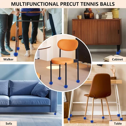 Miniatura 8 de Paquete de 90 pelotas de tenis precortadas a granel para patas de muebles, pelotas de tenis, sillas de pelotas de tenis para pelota de protección