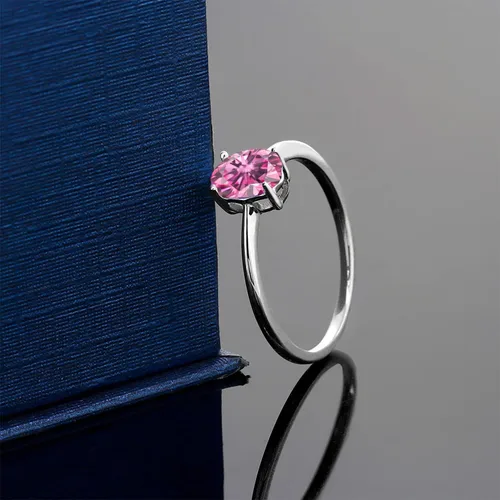Miniatura 86 de Gem Stone King Anillo de compromiso solitario con piedra preciosa de oro blanco de 10 quilates, ovalado, 0.27 x 0.19 pulgadas, anillo de promesa