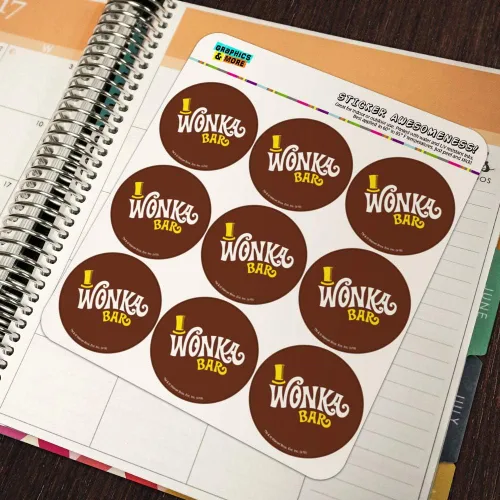 Miniatura 5 de Willy Wonka and The Chocolate Factory Wonka Bar Logo Planner Calendario Scrapbooking Craft Pegatinas