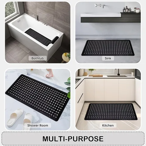 Miniatura 6 de Alfombrilla antideslizante para bañera y ducha, alfombrilla de baño de agarre potente, 35 x 16.3 pulgadas, con ventosas y orificios de drenaje