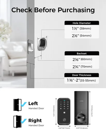 Miniatura 8 de Cerradura inteligente con llave Apple Home, cerradura de puerta de entrada sin llave para puerta delantera, funciona con Homekit, teclado, bloqueo
