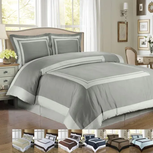 Miniatura 3 de Royal Hotel Bedding Blue and Chocolate - Juego de funda de edredón de 2 piezas, tamaño individual/individual XL, 100% algodón, 300 hilos