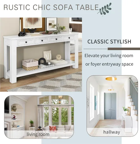 Miniatura 6 de Merax Sofa Table with Storage Drawers and Bottom Shelf, Rustic Console Table with Thickened Legs, Long Entryway Table for Hallway & Living Room