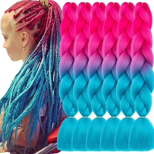 Miniatura 17 de Beige (613) Cabello trenzado 6 paquetes de extensiones de cabello sintético de 24 pulgadas, extensiones de cabello trenzado Jumbo Ombre trenzado