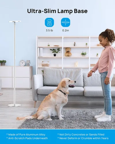 Miniatura 7 de TROND Lámpara de pie, lámpara LED súper brillante de 5000 lúmenes, poste de aluminio integrado, 71 pulgadas de alto, 5500 K luz natural regulable