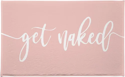 Miniatura 12 de Get Naked - Tapete de baño para baño, fuente blanca, con citas divertidas, color negro, tapete de baño de espuma viscoelástica suave, tapete