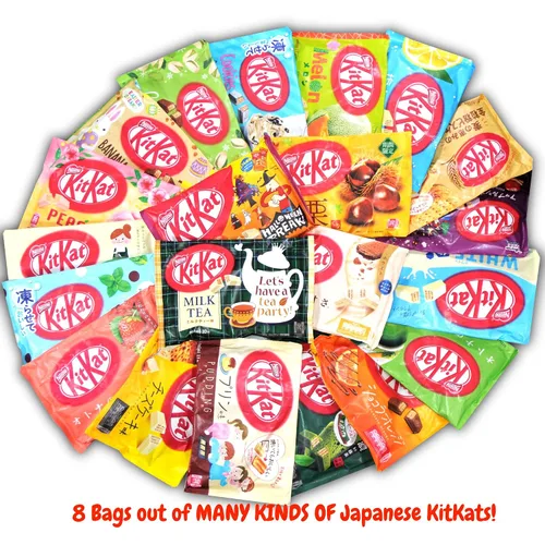 Miniatura 2 de Caja de golosinas japonesas DagashiBox con surtido de 70~80 barras de KitKat, 8 bolsas, dulces Dagashi para niños y adultos, divertido regalo