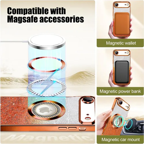 Miniatura 356 de Misscase Funda magnética con purpurina para iPhone 11 compatible con MagSafe, protección completa, delgada, a prueba de golpes, antiarañazos
