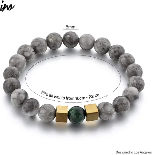Miniatura 3 de Ino 0.315pulgadas, chacras protectores y brazalete curativo para hombres o mujeres amatista, cuarzo rosa, howlita, ágata de musgo, y Mai Fan