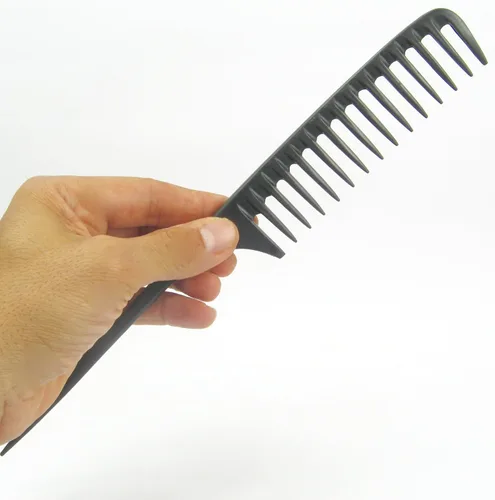Miniatura 2 de Peine de rastrillo de dientes anchos de carbono con cola desenredante apto para niños, rizo natural y peine de ondas de playa, estilizador
