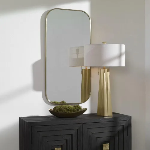 Miniatura 2 de Uttermost TAFT Espejo de pared rectangular de latón antiguo chapado de 21 x 41 pulgadas