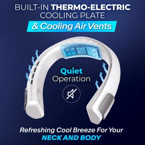 Miniatura 3 de Arctic Air Freedom Touch - Ventilador de cuello personal, dispositivo de refrigeración recargable de 3 velocidades, enfriador de cuello portátil