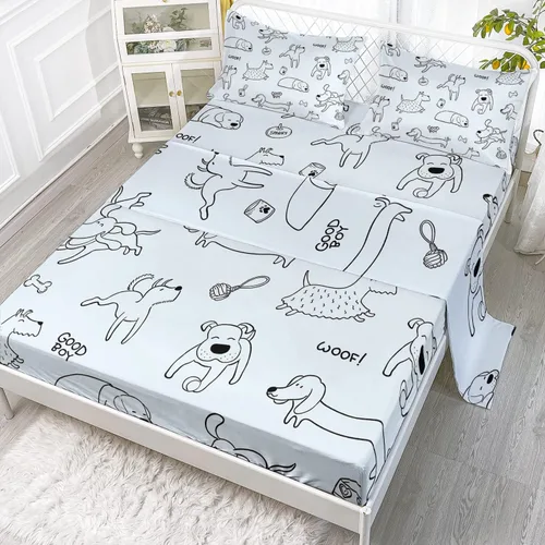 Miniatura 3 de CVHouse Juego de sábanas Kawaii para perro, tamaño individual, lindo juego de sábanas bajeras de perro cachorro, 1 sábana encimera y 1 sábana bajera