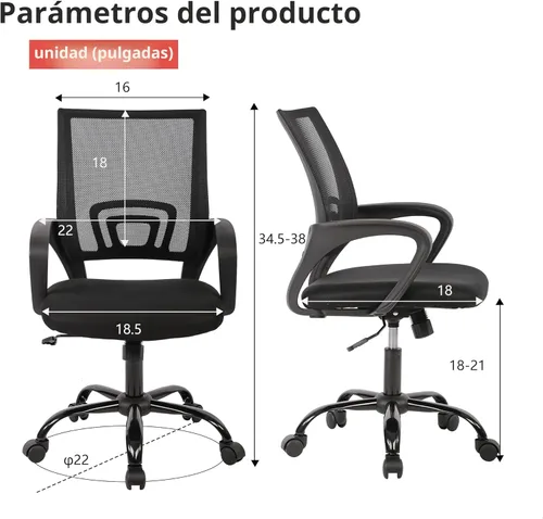 Miniatura 3 de PayLessHere Silla de Oficina para Computadora Ergonómica Económica Silla de Escritorio Ajustable Cómoda de Respaldo Medio de Trabajo con Ruedas Negro