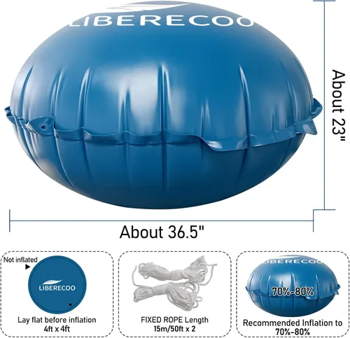 Miniatura 3 de LIBERECOO Almohadas de piscina redondas de 4 pies para piscinas sobre el suelo - Almohadas de invierno súper duraderas de 0.4 mm Almohadas