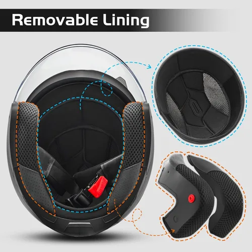 Miniatura 6 de SanQing Casco de motocicleta de cara abierta 3/4 aprobado por DOT con doble visera solar unisex para adultos para scooter, crucero, chopper