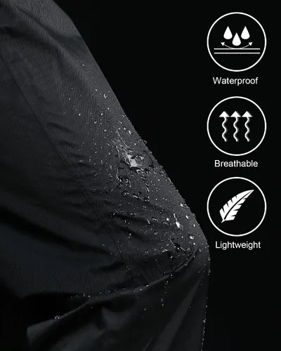 Miniatura 5 de iCreek Pantalones de lluvia para hombre, impermeables, transpirables, resistentes al viento, ligeros, para trabajo, lluvia, exteriores, senderismo