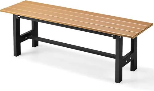 Giantex Asiento de banco para exteriores para 2 personas, banco de jardín sin espalda, silla exterior de 47 pulgadas resistente a la intemperie con