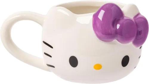 Miniatura 5 de Silver Buffalo Sanrio Hello Kitty Conjunto de 3 tazas de cerámica esculpidas en 3D con arcos de diferentes colores, con asas, perfectas como set