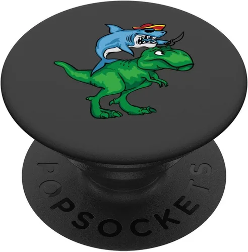 Regalo para el día de la semana con diseño de pirata de tiburón en forma de T Rex – PopSockets Grip y Stand para teléfonos y tabletas