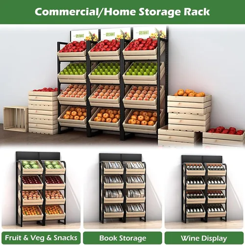 Miniatura 6 de Shelves Commercial Supermarket Fruits & Vegetables Shelf, Large Snack Candy Display Rack Onion Potato Stands, 4-Tier Concession Display Stand for