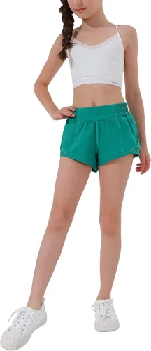 Miniatura 5 de Aurefin Pantalones cortos deportivos para niñas, pantalones cortos ligeros para correr para adolescentes, niñas, pantalones cortos deportivos