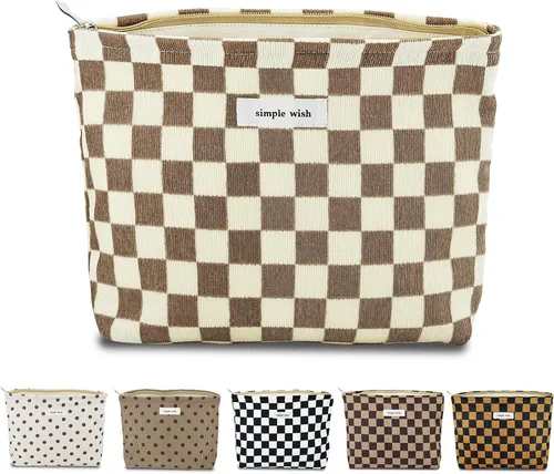 Miniatura 28 de Sminra Bolsa de Maquillaje Bolsa de Cosméticos Bolsa de Aseo de Lona Preppy para Mujeres Linda Bolsa con Cremallera Organizador Accesorios de Viaje
