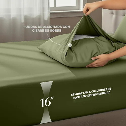 Miniatura 4 de Utopia Bedding Juego de sábanas Full – Juego de 4 piezas de sábanas para cama Full, microfibra suave y transpirable, incluye 1 sábana bajera, 1 Oliva