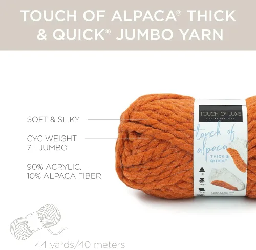 Miniatura 3 de Lion Brand Yarn Touch of Alpaca - Ovillo de lana grueso y rápido para tejer, ganchillo y manualidades, 1 unidad, calabaza