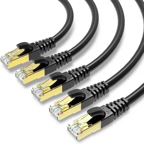 Miniatura 14 de Cable Ethernet CAT 8 blindado SFTP para red de Internet, cables LAN de alta velocidad resistentes con conector RJ45 chapado en oro, profesional