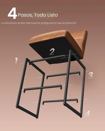 Miniatura 6 de VASAGLE Colección EKHO - Juego de 2 Taburetes de Bar, Taburetes de Altura de Mostrador con Respaldo, Taburetes de 26.4 Pulgadas, De Cuero Sintético