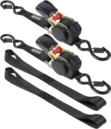 EXVITAL Correas de trinquete retráctiles de servicio pesado de 1200 libras, resistencia a la rotura, correas de amarre retráctiles, correas de