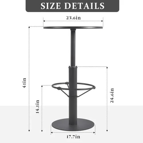 Miniatura 3 de Mesa de bar retro industrial de 41.3 pulgadas de alto, moderna mesa pequeña de bistró para 2-3 personas, mesa de metal para patio al aire libre