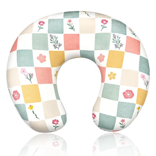 Miniatura 9 de SWESEN Funda de almohada de lactancia floral para bebé, funda de almohada orgánica suave para lactancia materna, flor de acuarela burdeos