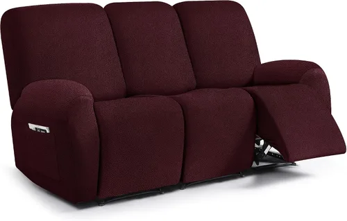 Miniatura 50 de ANARACHON Fundas para sillas reclinables con aspecto de cuero, funda elástica de 4 piezas, funda suave para silla reclinable, protector de muebles