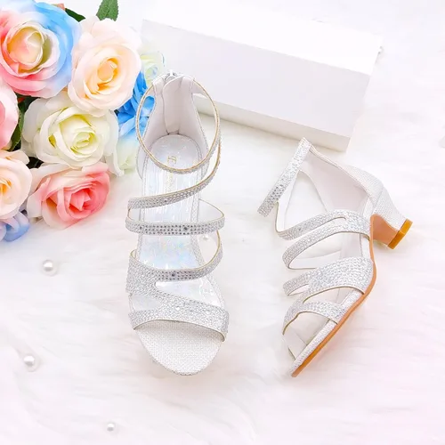 Miniatura 5 de Zapatos de tacón alto para niñas, zapatos de vestir para fiesta de boda, sandalias de tacón alto para niñas pequeñas y grandes