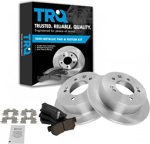 Miniatura 62 de TRQ Juego de pastillas de freno semimetálicas traseras y rotores compatibles con Chevrolet Trailblazer 02-06 Trailblazer EXT 04-06 SSR 02-07 GMC