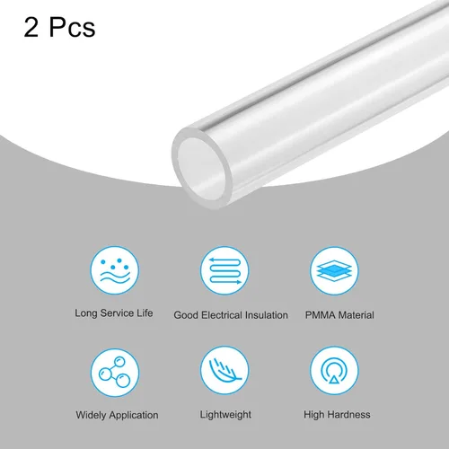 Miniatura 3 de MECCANIXITY Tubo acrílico transparente rígido redondo 18mm (0.7") ID 0.866 in (7/8") OD 14" para lámparas y linternas, sistema de refrigeración por