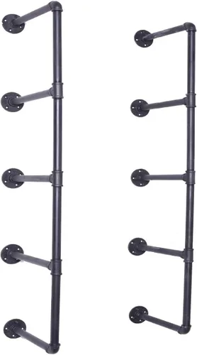 Miniatura 8 de Estantería de tubo negro industrial para bricolaje, montaje en pared, estantería abierta, kit de soporte para proyectos de bricolaje