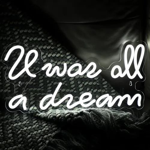Miniatura 2 de ATOLS Letrero de neón con texto en inglés «It Was All a Dream» para decoración de pared, funciona con pilas o USB, con texto en inglés «It Was All a