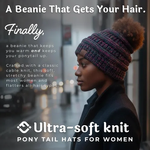 Miniatura 32 de Funky Junque - Gorro para mujer con ranura para cola de caballo