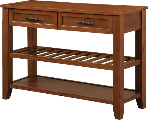 Miniatura 7 de LKTART Mesa consola de madera maciza con cajones de almacenamiento y estantes, mesas de sofá, mesa de entrada para sala de estar, detrás del sofá
