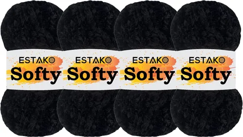 Miniatura 46 de Estako Softy 100% Poliéster Esponjoso Suave Grueso Peso #5 Hilado para Crochet y Tejido 3.52 oz (100 gr) 98 Yds (90 m) (9110 - Blanco)